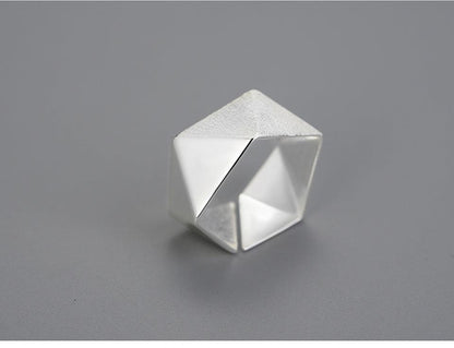 Geometric Origami Art Ring, 925 Sterling Silver 18K Gold 