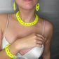 gift Jewelry set  for her - handmade Earring, Necklace, Bracelet, Acrylic yellow Chain Choker,  For Women Bijoux Fashion 