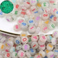 Glow in the Dark White numbers flat round Luminous Acrylic Beads, 7mm Coloured Mixed  plastic Carved beads 0-9, 100pcs 