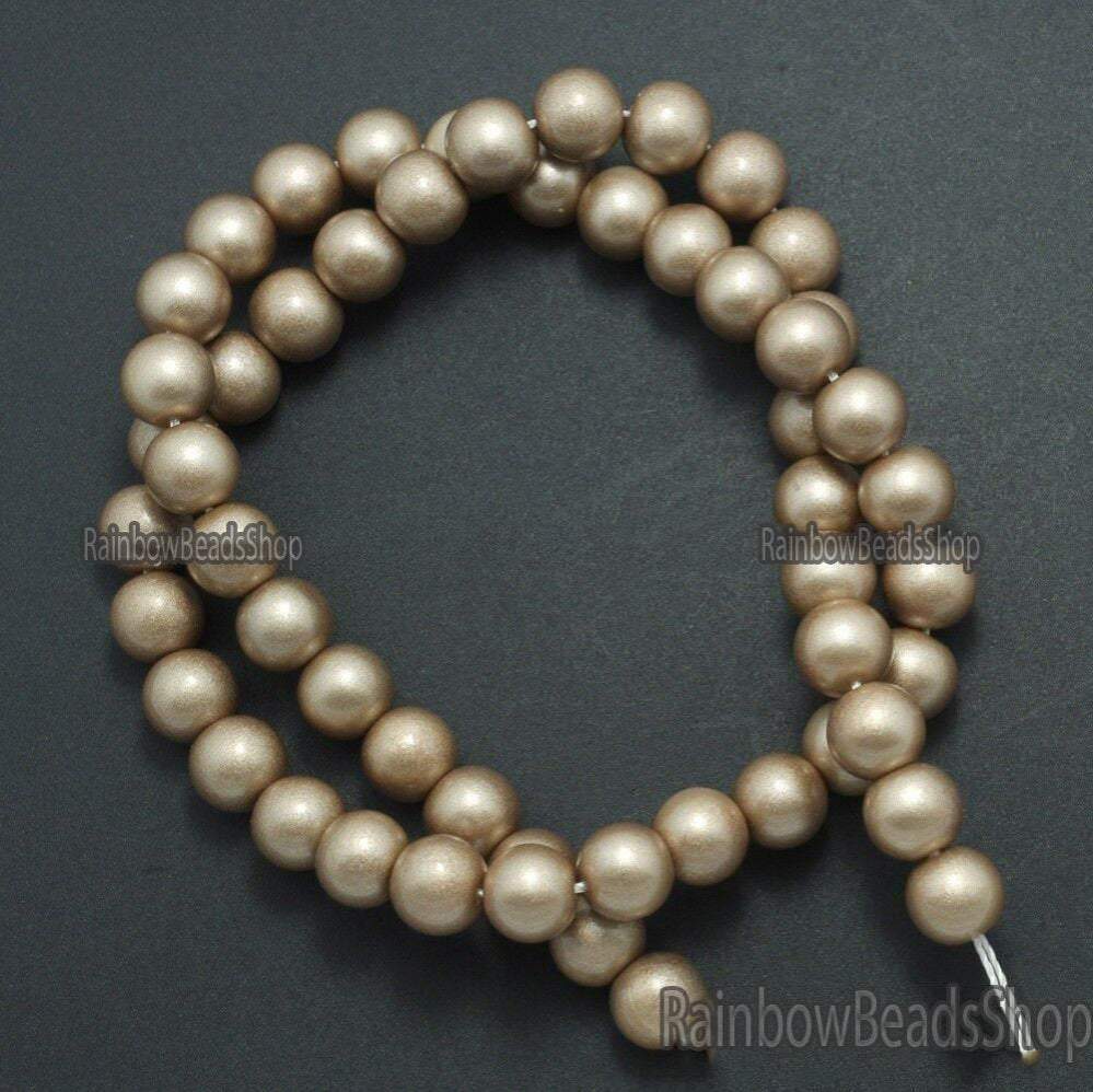 Gold Coated Czech Glass Pearl Smooth Round Beads,  4-16mm 
