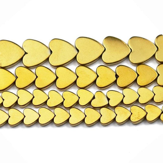 Gold  Flat Heart Hematite Gemstone Beads, 4-10mm, 15.5'' strand 