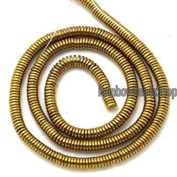 Gold Heishi Coin Hematite Beads, 1-6mm 16'' strand 
