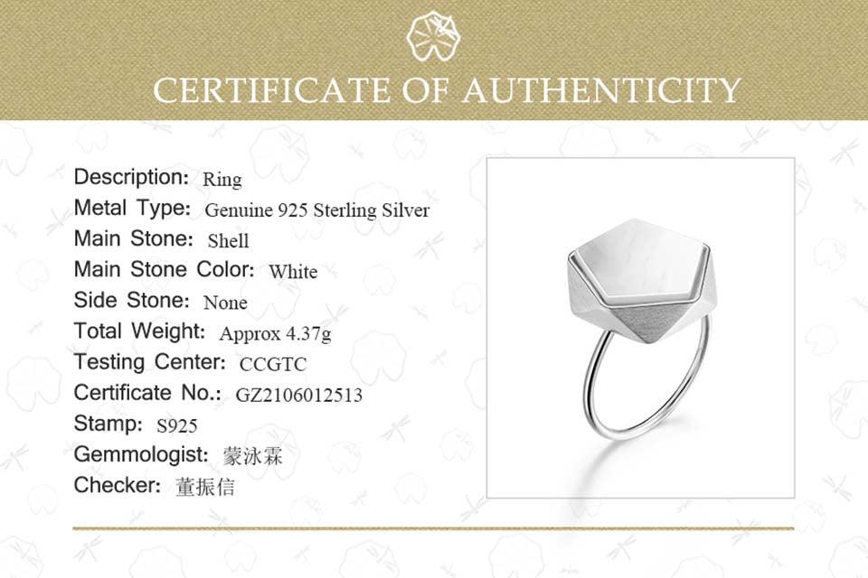 Gold Pentagon geometric ring, 925 Sterling Silver 
