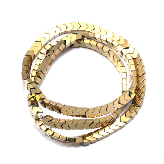 Gold V Shape Arrowheaded Hematite Beads, 2x4x6mm 16'' strand 