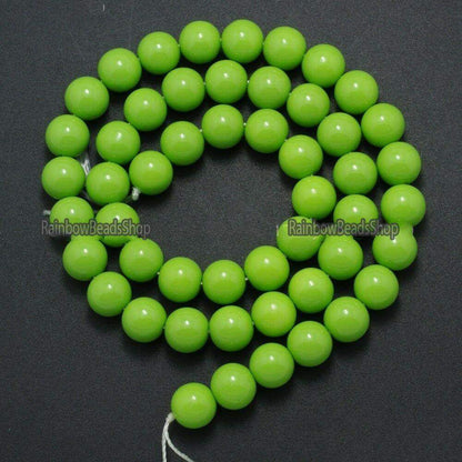 Green Coated Czech Glass Pearl Smooth Round Beads,  4-16mm 