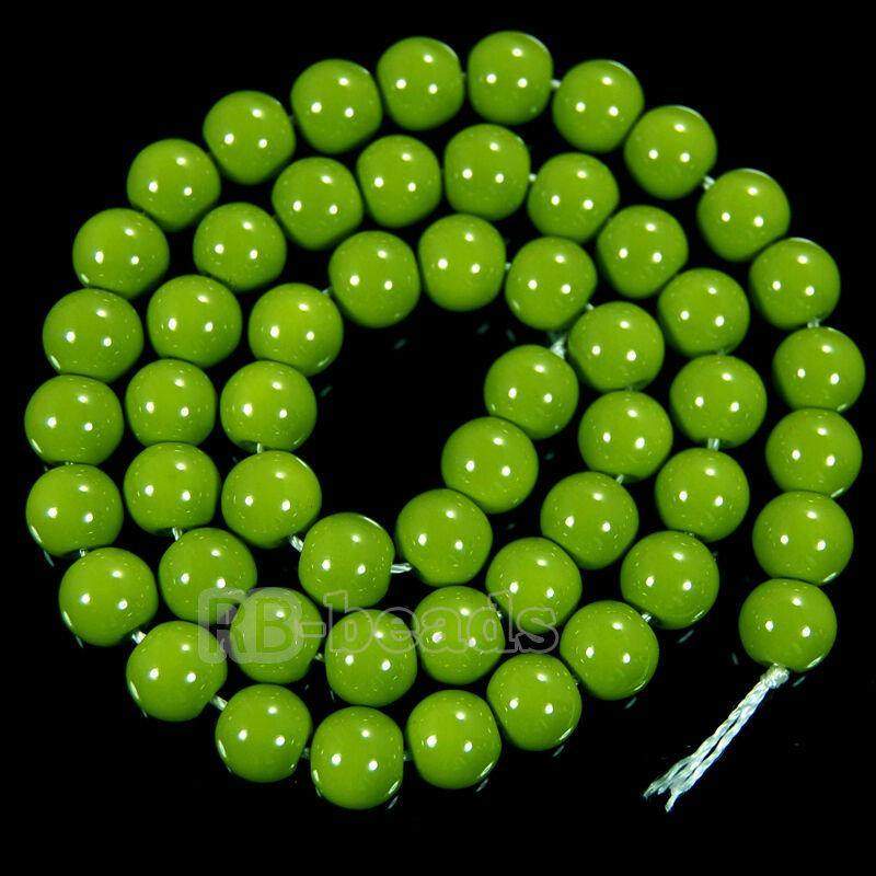 Green Coated Czech Glass Pearl Smooth Round Beads,  4-16mm 