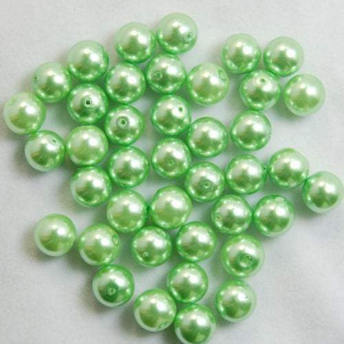 Green Czech Glass Pearl Round Beads, 100pcs for all size - 3mm 4mm 6mm 8mm 10mm 12mm 14mm, Opaqu loose beads For jewelry making and beading 