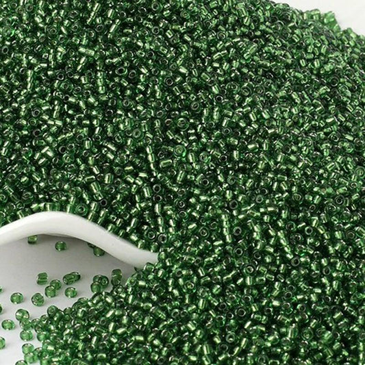 Green Lined Tiny Miyuki Delica seed beads, 2mm 12/0  japanese preciosa rocaille beads round small glass, 1000pcs 