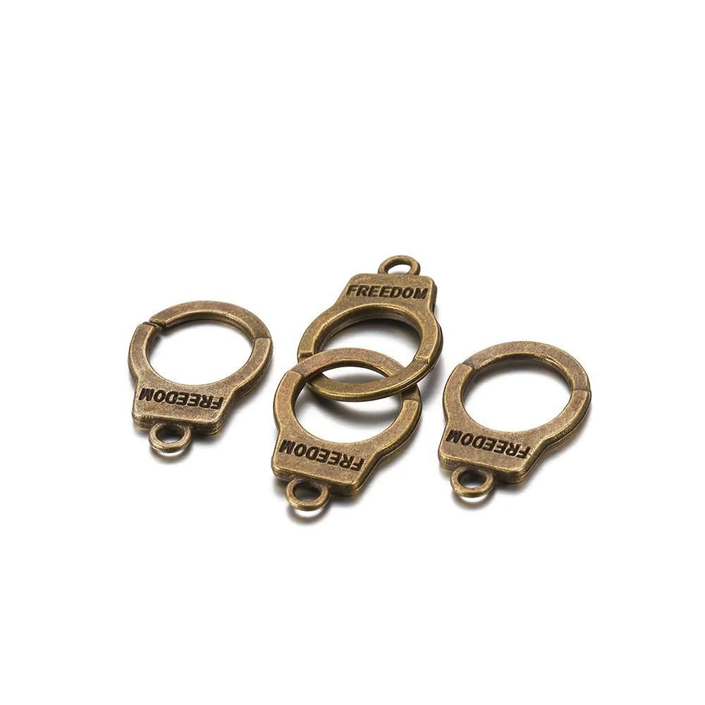 Handcuffs Style Charms Clasps, 10 set 