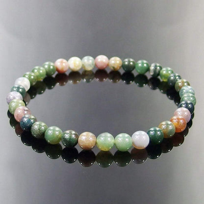 Indian agate gemstone stretch bracelet, 4-12mm