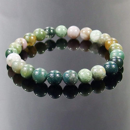 Indian agate gemstone stretch bracelet, 4-12mm