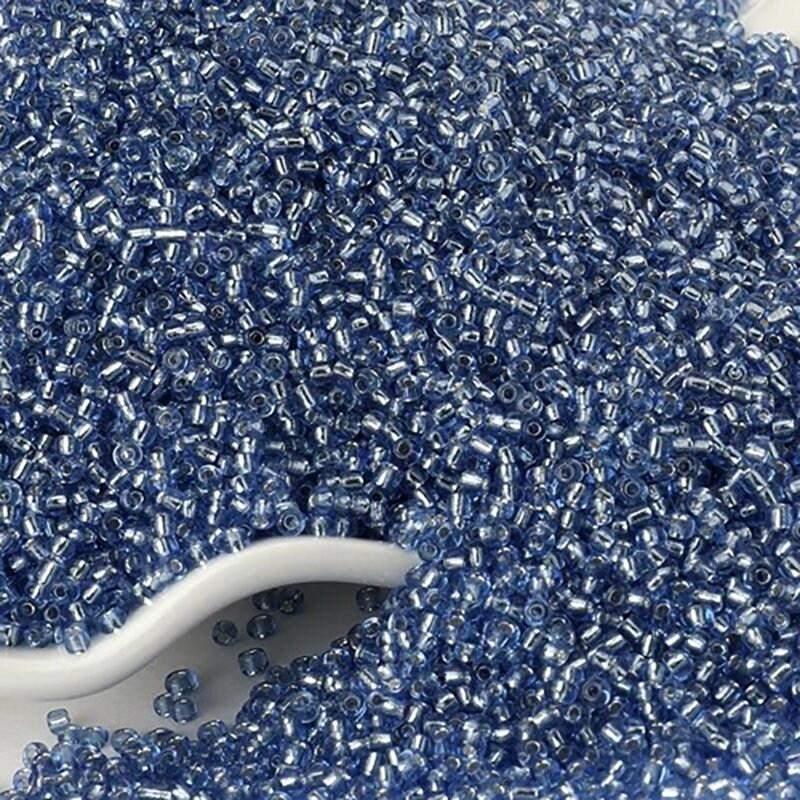Ink blue Lined Transparen japanese seed beads, 2mm 12/0  Miyuki Delica small glass beads, Austria round beads, Clear, 1000 pcs 