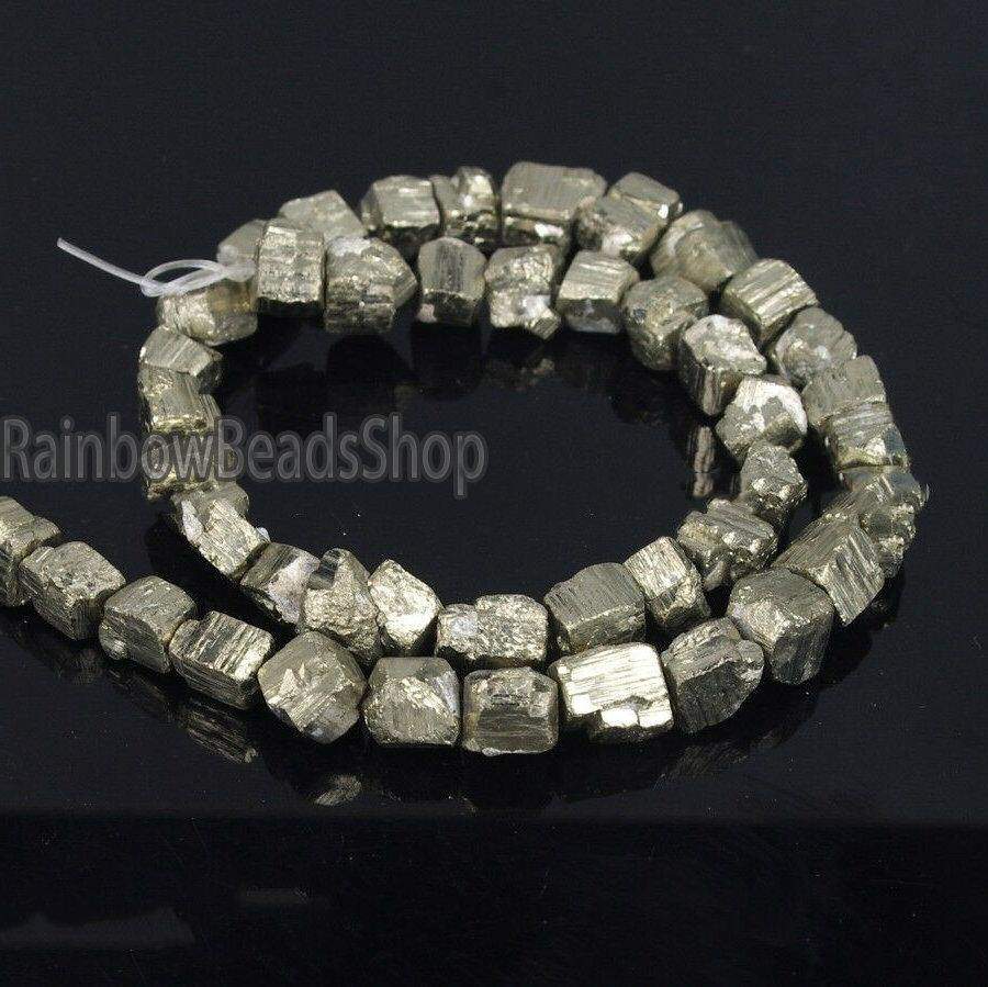 Iron pyrite cutting freeformed nugget bead, 6-8mm gemstone spacer jewelry loose beads, 15.5'' inch strand 