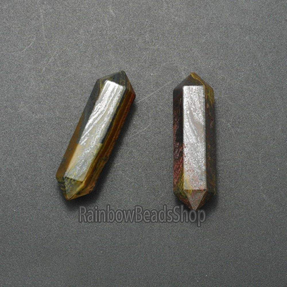 Iron tiger eye gemstone wand double terminated, chakra hexagonal Stone Healing crystal 