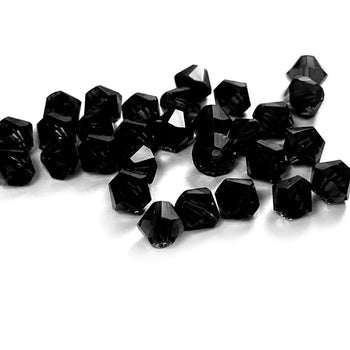 Jet black Crystal Faceted Bicone beads, 3mm 4mm 5mm Acrylic Faceted Bicone beads, 100pcs,  for jewerly making and beading 