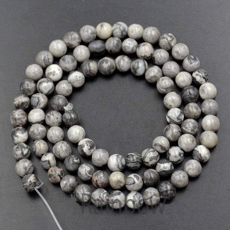 Landscape Black White Jasper Beads, 4-12mm stone, 15.5'' strand 