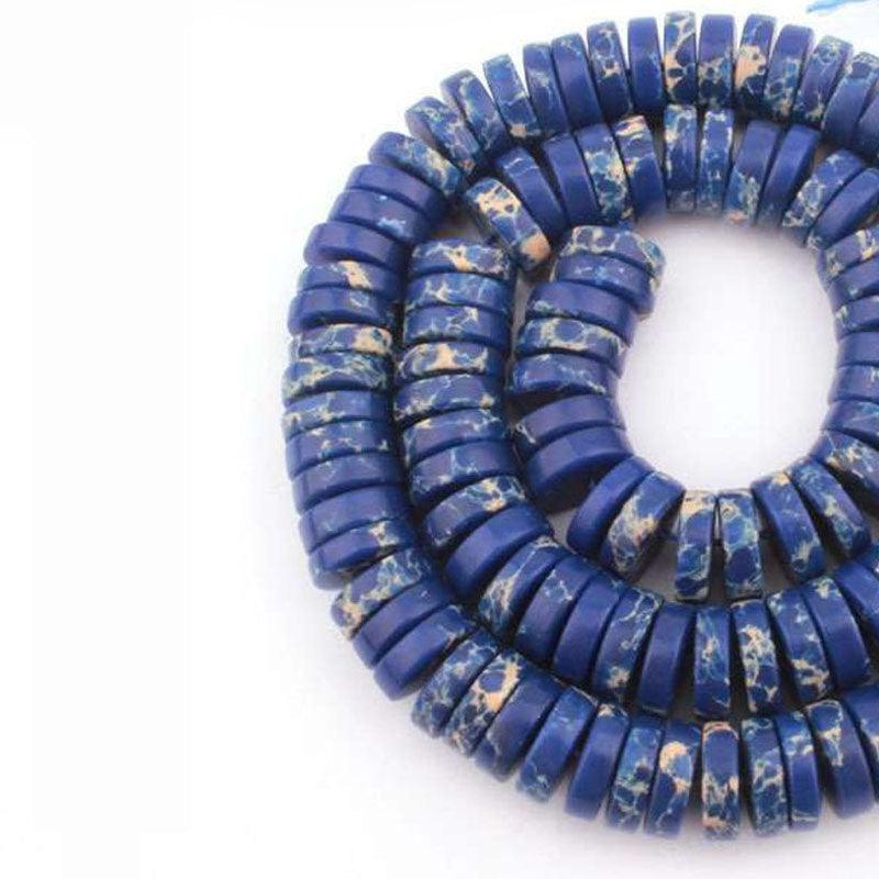 Lapis Blue Natural Sea Sediment Jasper Heishi Beads, 4-8mm, 15.5'' str 