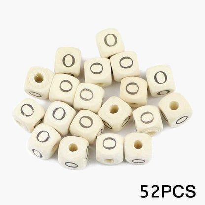 Letters Alphabet Square Wood Beads Loose Jewelry Bead  A~Z (10mm 52 pcs) 