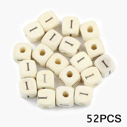 Letters Alphabet Square Wood Beads Loose Jewelry Bead  A~Z (10mm 52 pcs) 