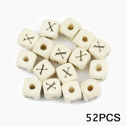 Letters Alphabet Square Wood Beads Loose Jewelry Bead  A~Z (10mm 52 pcs) 