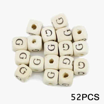 Letters Alphabet Square Wood Beads Loose Jewelry Bead  A~Z (10mm 52 pcs) 