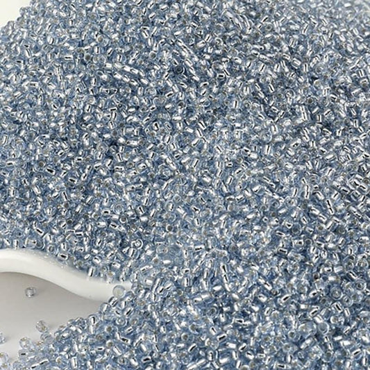 Light Blue Lined Transparen japanese seed beads, 2mm 12/0  Miyuki Delica small glass beads, Austria round beads, Clear, 1000 pcs 