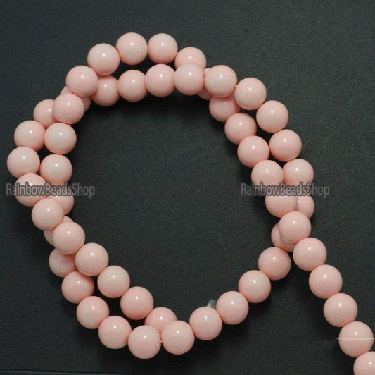 Light Pink Coated Czech Glass Pearl Smooth Round Bead  4-16mm 