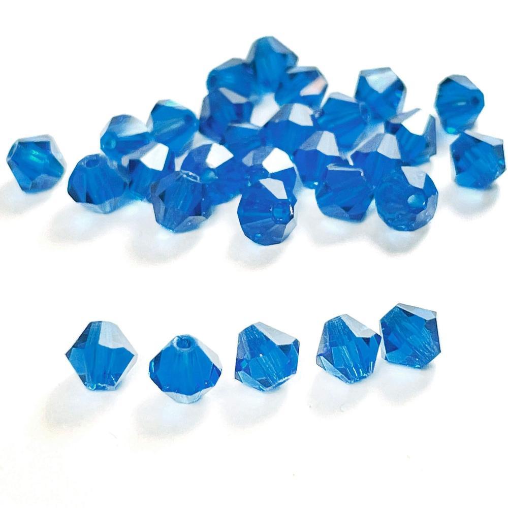Light Sapphire blue Czech Crystal Faceted Bicone beads, 3mm 4mm Acrylic Faceted Bicone beads, 100pcs,  for jewerly making and beading 