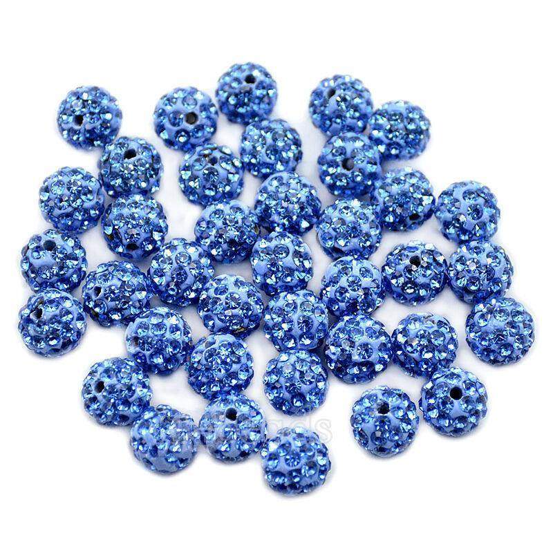 Light Sapphire Crystal Rhinestone Round Bead, 6mm 8mm 8mm 10mm 12mm Pave Clay Disco Ball Bead Chunky Bubble Gum Beads, Gumball Acrylic Beads 