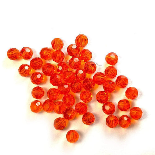 Light Siam Czech Crystal 4mm Faceted Round Loose Beads, 100 pcs For Bracelet Necklace Jewelry Making 