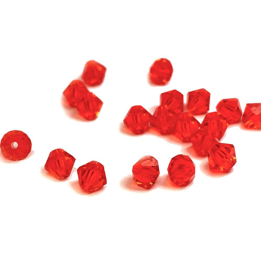 Light Siam Red Crystal Faceted Bicone beads, 3mm 4mm Acrylic Faceted Bicone beads, 100pcs,  for jewerly making and beading 