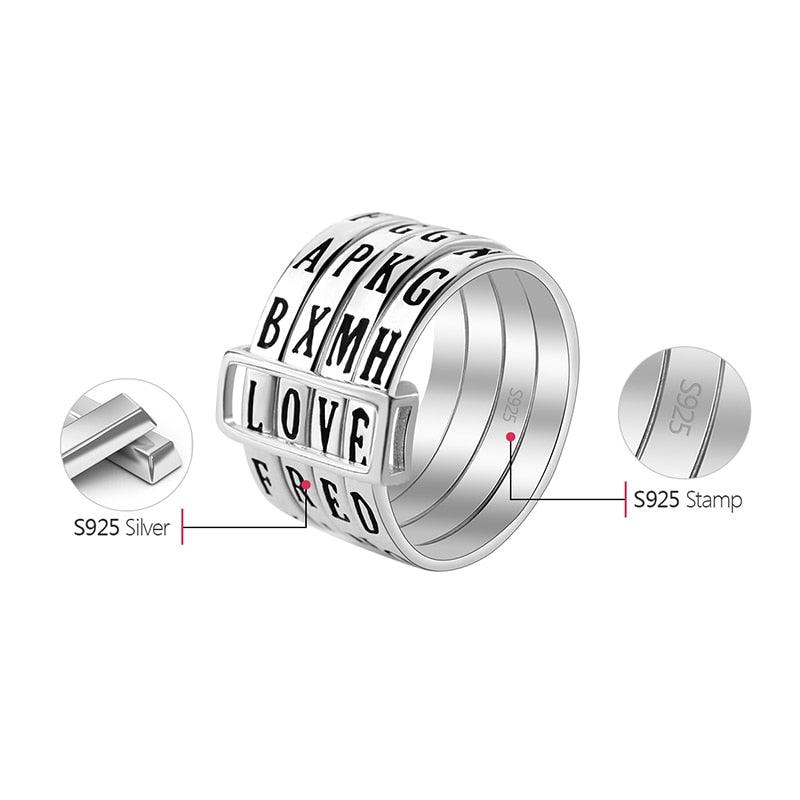 Lovely words ring, 925 Sterling Silver 