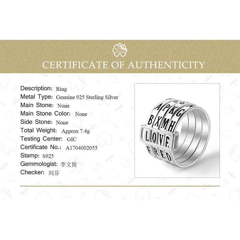 Lovely words ring, 925 Sterling Silver 