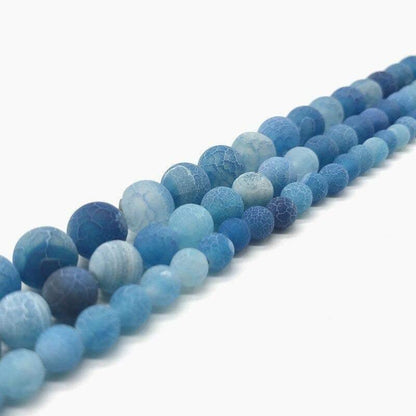 Matte Frosted Crackle Blue Fire Agate Beads, 4-16mm, 15.5 inch strand 