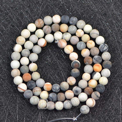 Matte Frosted Dark Picasso Jasper beads, 4-12mm Round, 15.5'' Strand 