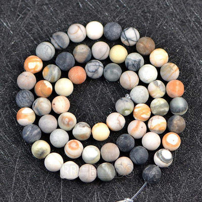 Matte Frosted Dark Picasso Jasper beads, 4-12mm Round, 15.5'' Strand 