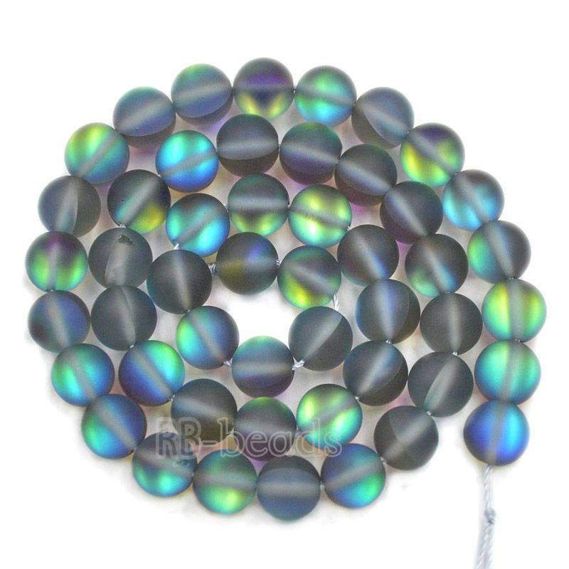 Matte Frosted Gray Mystic Aura Quartz Beads Holographic Quartz AB Beads, Jewelry loose Rainbow Beads 6mm 8mm 10mm 12mm beads 