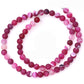 Matte Frosted Magenta Pink Stripe Agate Beads, 6-12mm Round 