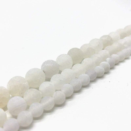 Matte Frosted White Fire Crackle Agate beads, 4-16mm round 