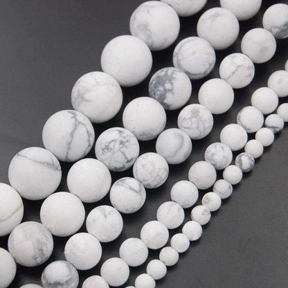 Matte Frosted White Turquoise Howlite Beads, 6-12mm Gemstone Round 