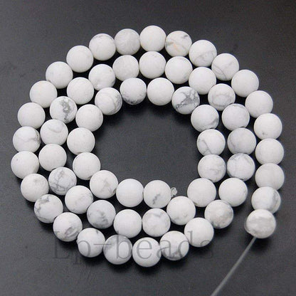 Matte Frosted White Turquoise Howlite Beads, 6-12mm Gemstone Round 