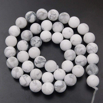 Matte Frosted White Turquoise Howlite Beads, 6-12mm Gemstone Round 