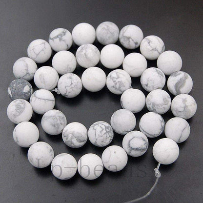 Matte Frosted White Turquoise Howlite Beads, 6-12mm Gemstone Round 