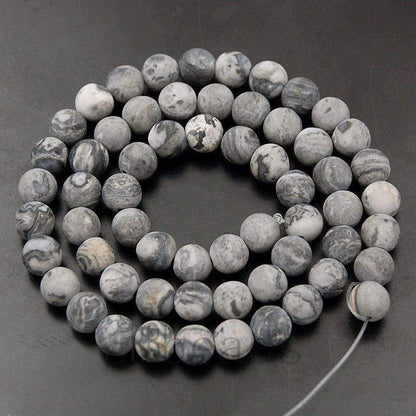 Matte Landscape Round Jasper beads, 4-12mm, 15.5'' strand 