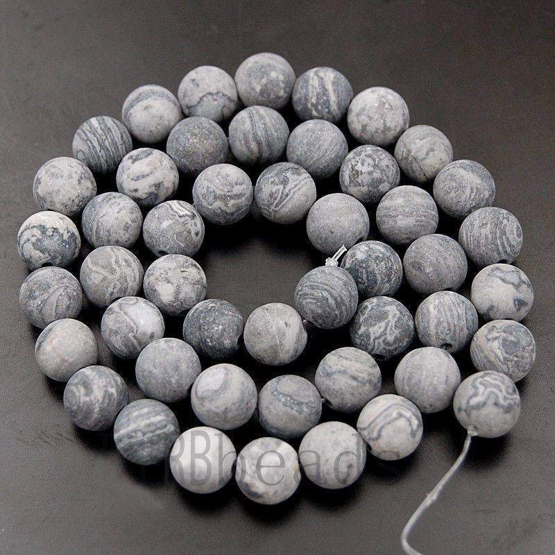 Matte Landscape Round Jasper beads, 4-12mm, 15.5'' strand 