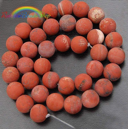 Matte Red Jasper Beads, Frosted stone 15.5 Full Strand,  4- 12mm 