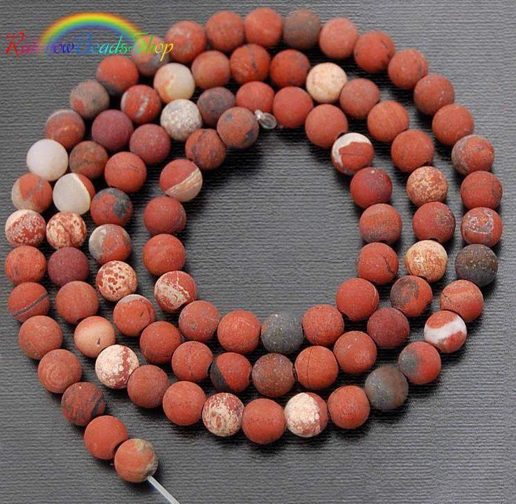 Matte Red Jasper Beads, Frosted stone 15.5 Full Strand,  4- 12mm 