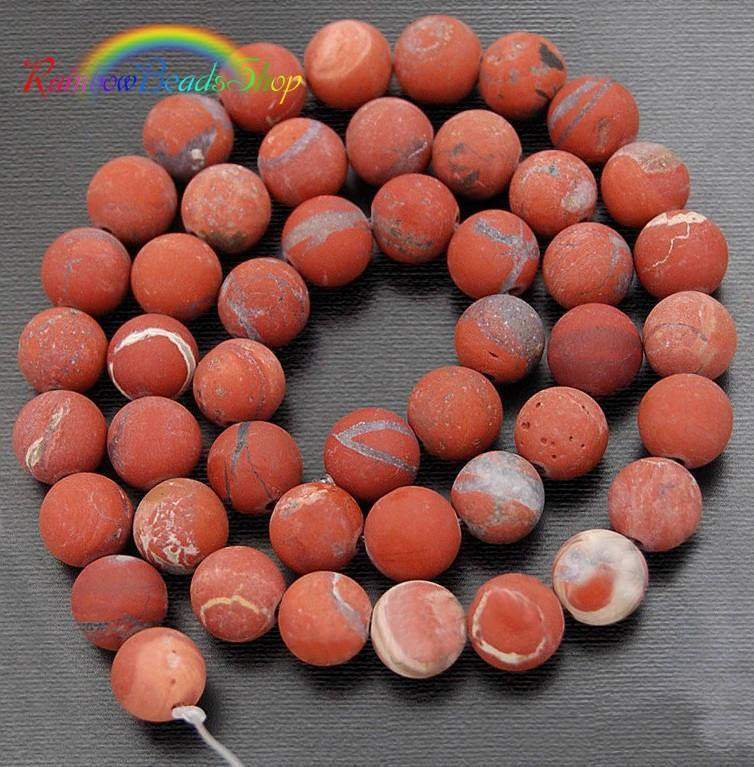 Matte Red Jasper Beads, Frosted stone 15.5 Full Strand,  4- 12mm 