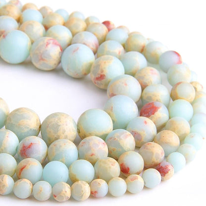 Matte Shoushan Stone beads, terra impression jasper 4-10mm 