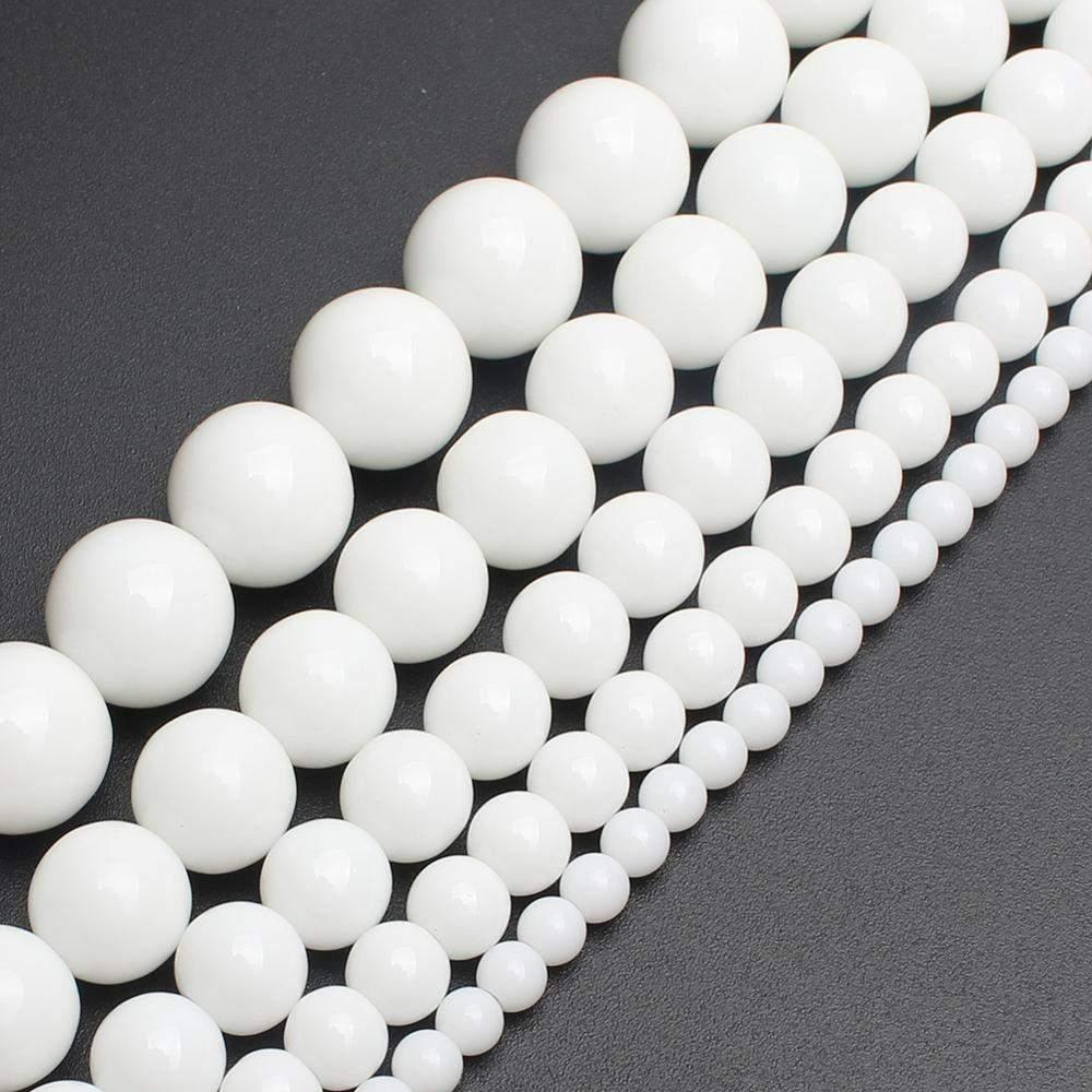 Matte White Onyx Alabaster beads, Round, size 4-12mm. 15.5 inch strand 